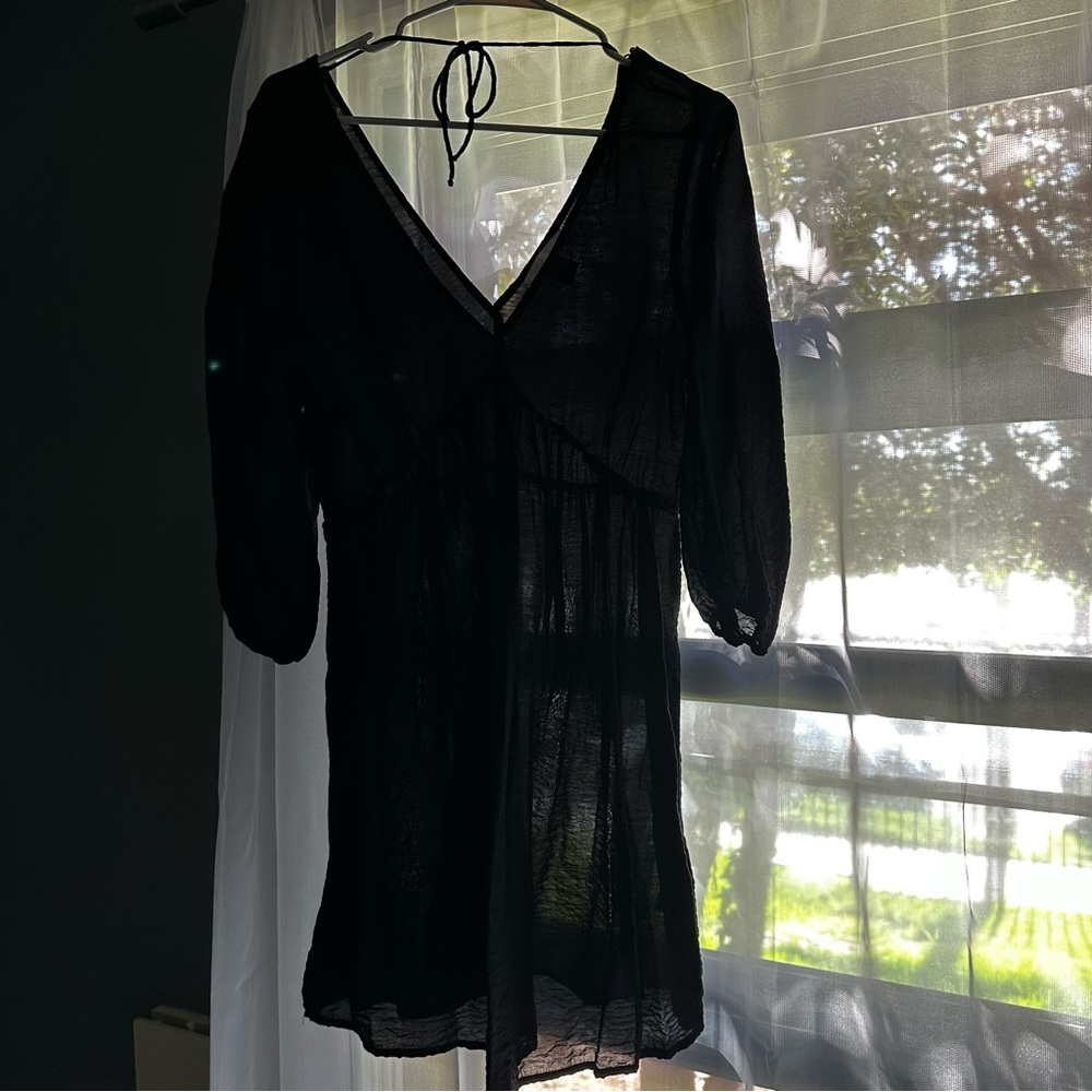 H&M black long sleeve baby doll dress